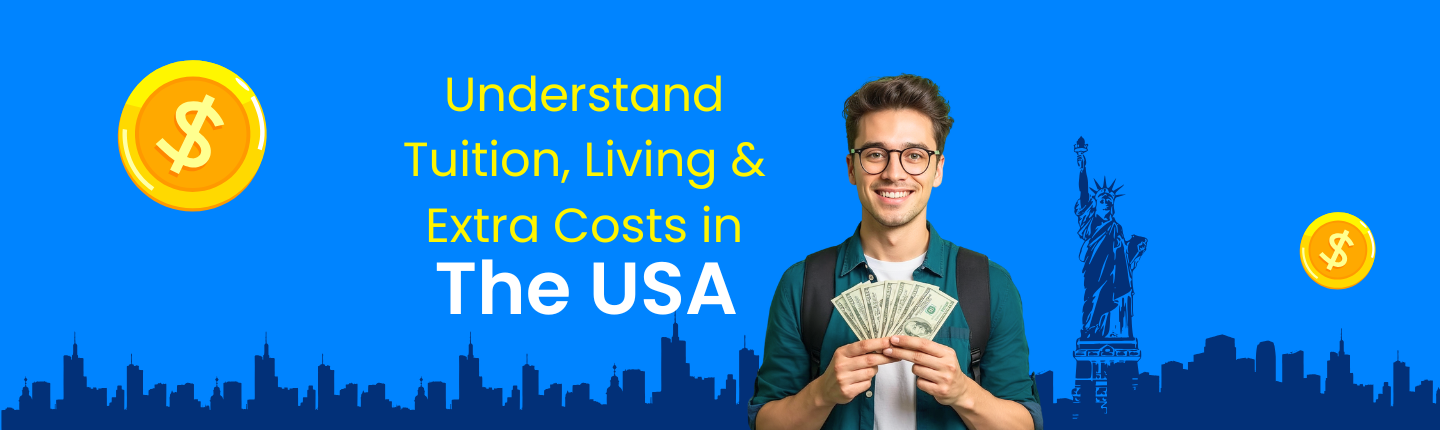 Usa study cost breakdown tuition living fees visa costs hero image